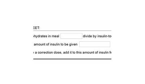 insulin to-carb ratio worksheets