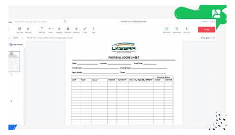 Football Score Sheet Template, sign form online - PDFliner