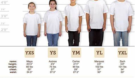 youth xl shirt size chart