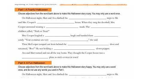 halloween adjectives worksheet