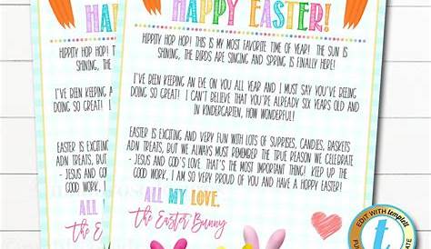 Letter From the Easter Bunny Template Printable Kids Easter | Etsy