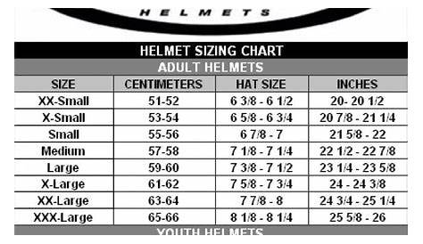 harley davidson helmet size chart