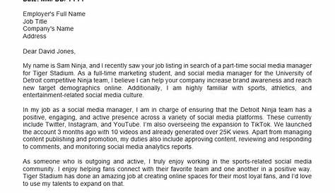 social media manager cover letter sample
