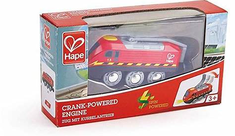 Hape Hand Crank Powered Train | Button Operated, Rechargeable Kinetic