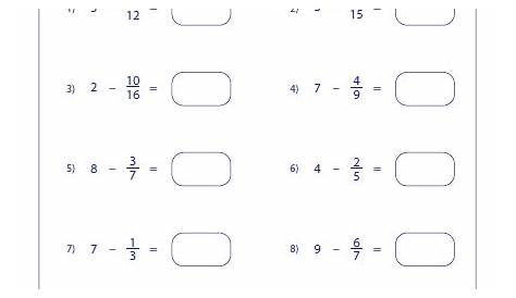fraction addition and subtraction worksheet