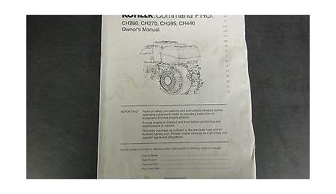 Kohler Command Pro CH260,CH270,CH395,CH440 Owner's Manual | eBay