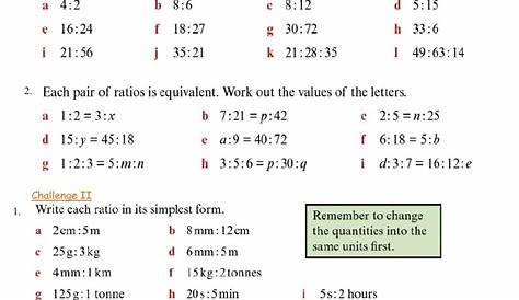 ratios and rates worksheets answer key