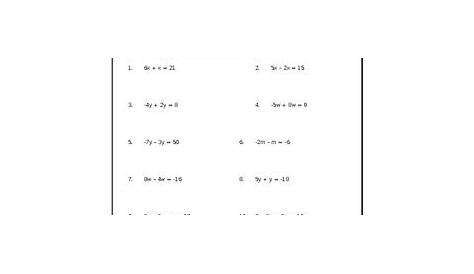 single variable equations worksheets