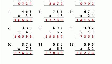 multiplication practice worksheet 4th grade