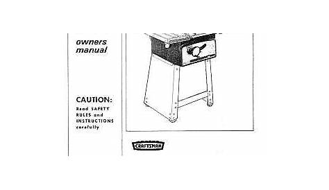 Sears Craftsman Table Saw Manual Model # 113.29943 | eBay