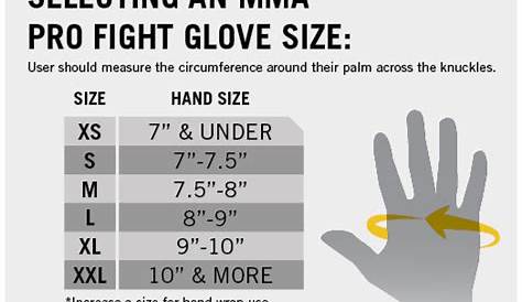 everlast mma gloves size chart