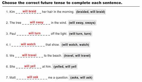 simple present past future tense worksheets