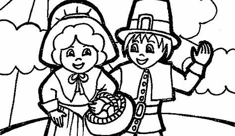 Kids Printable Pilgrim Coloring Pages for Thanksgiving