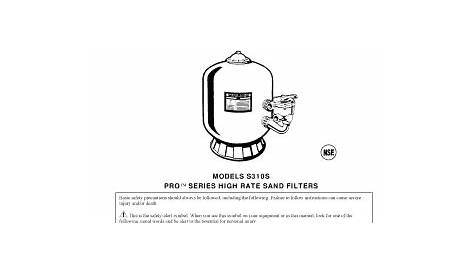 Fillable Online Hayward Pro Series High-Rate Sand Filters - Model S310S
