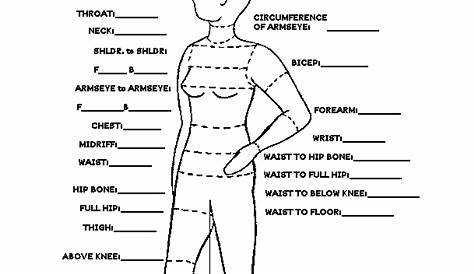 body measurement chart for clothing