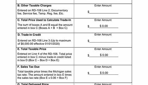 2020 Michigan Trade-In Sales Tax Credit Calculation Worksheet - Fill