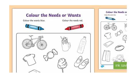 human basic needs worksheet kindergarten