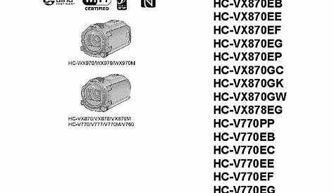 PANASONIC HC-VX870 HC-VX878 HC-V770 HC-V777 SERIES SM Service Manual