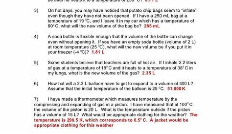 Gas law packet answers