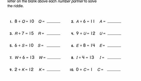 Riddle Time - Math Worksheet With Answers printable pdf download