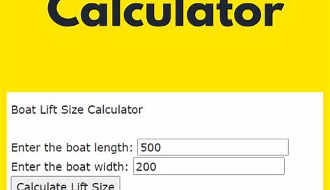 Boat Lift Size Calculator With length and Width - Free Online