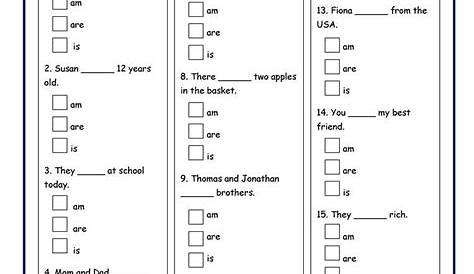 am - are - is | English grammar worksheets, English for beginners