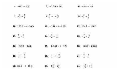 Rational Numbers Worksheet for 8th - 9th Grade | Lesson Planet