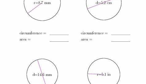 Circumference of a Circle worksheets | Calculate Circumference and Area
