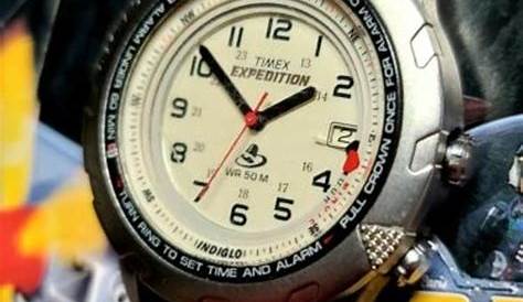 Rare Timex Expedition T433914E Men's Watch Easy Set Alarm Indiglo WR50M