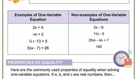 solve equations with one variable worksheets