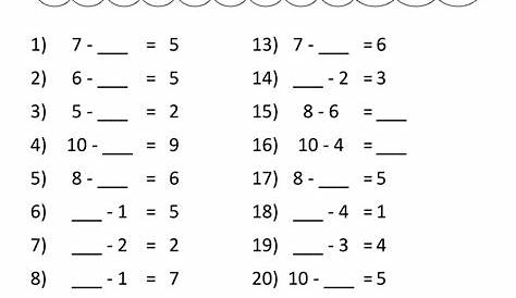 subtraction facts worksheets