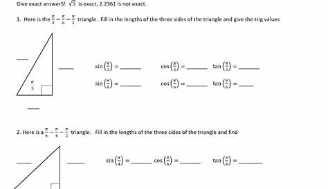 intro to trigonometry worksheets answers