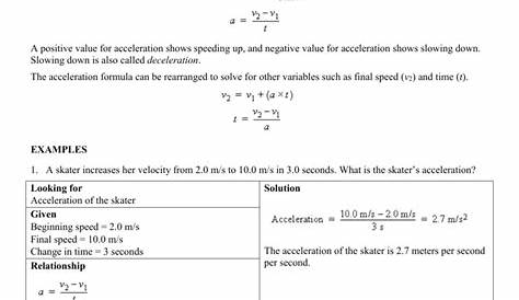 acceleration practice problems worksheets