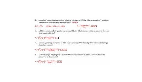 gas laws worksheet #1 answer key