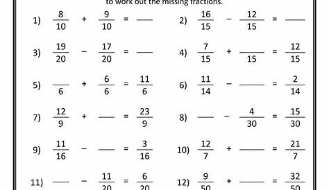 subtraction of fractions worksheets grade 4