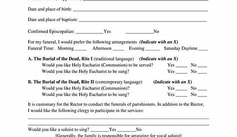 planning your own funeral worksheet
