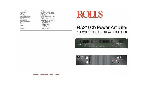 Rolls RA2100B Quick Start Manual | Manualzz
