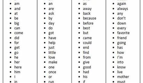 sight words for first graders list