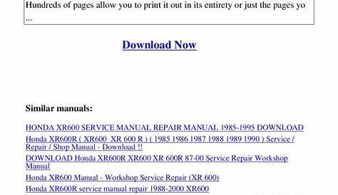 honda xr2600 engine manual pdf