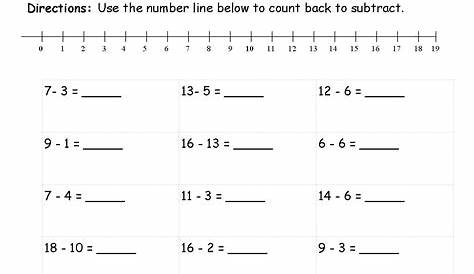 subtraction within 20 number line worksheet