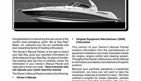 Sea Ray 2005 390 SUNDANCER Owner's manual | Manualzz