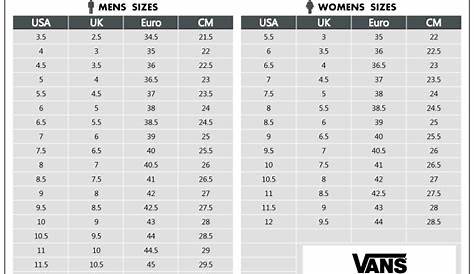 vans shoes kids size chart