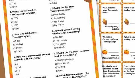 thanksgiving day trivia questions and answers printable