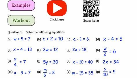 solving one-step equations worksheets