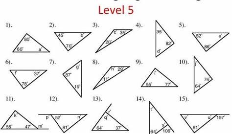 Missing Angles Triangles Worksheet - Angleworksheets.com