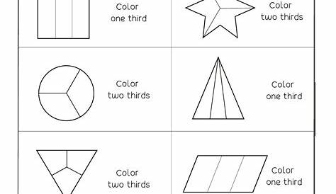 Fun activity on fractions, Thirds worksheets for children
