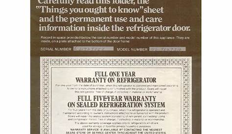Original 1980 Sears Kenmore Refrigerator Owner’s Manual Model 106.