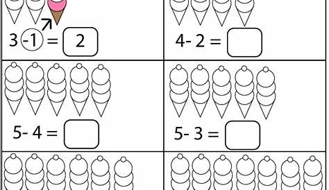 Ice Cream Subtraction Math Worksheet - Twisty Noodle