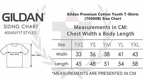 gildan t shirt youth size chart