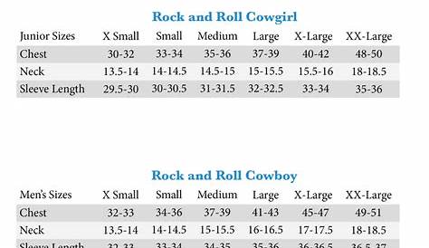 rock & roll denim size chart